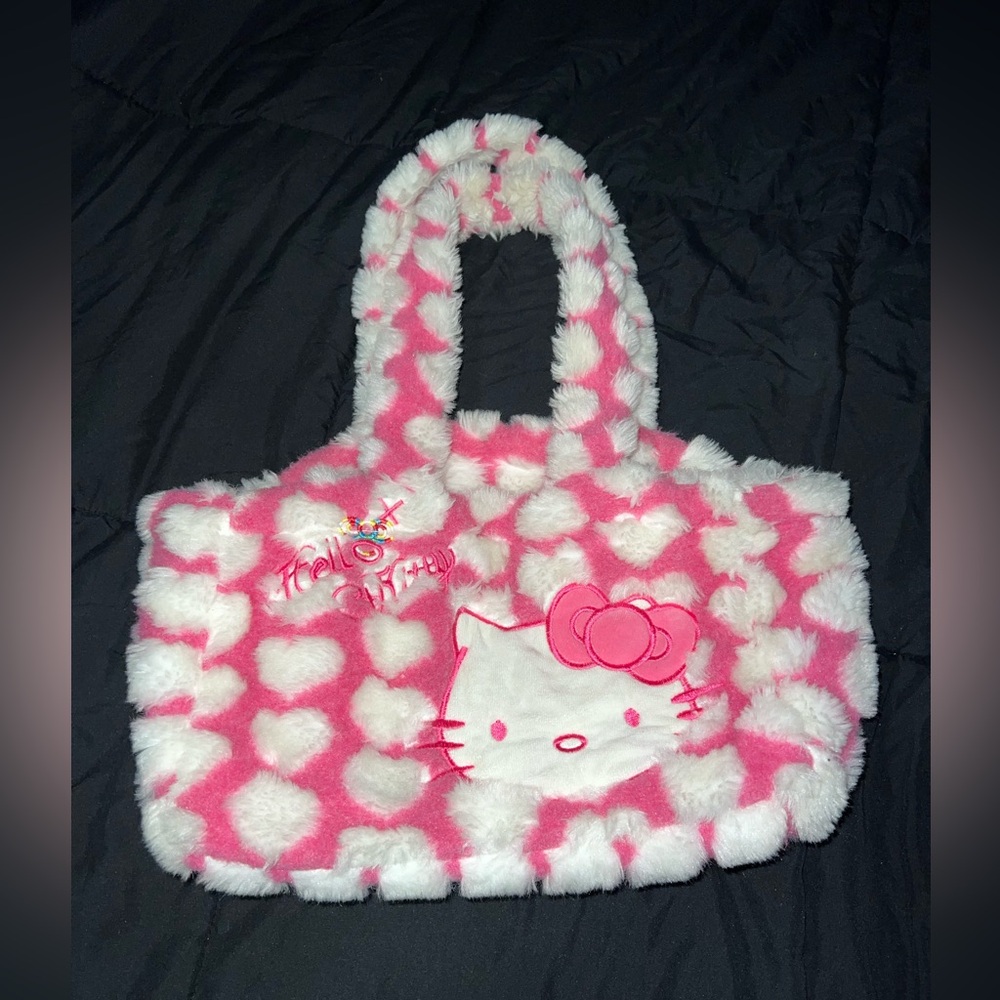 Pink Hello Kitty faux fur bag